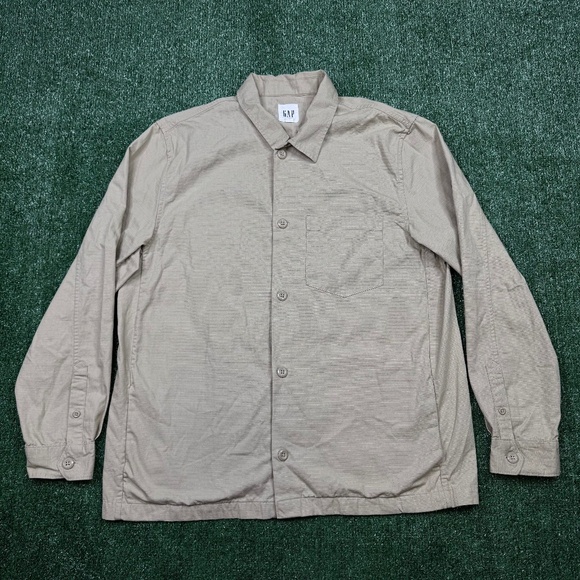 Vintage Y2K Gap Ripstop Shirt Jacket Men's Size L Brown Lightweight Army-Style - Picture 1 of 7